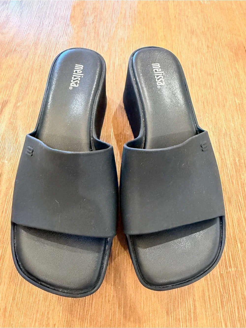 Melissa Black Platform Wedge Slide Sandals
